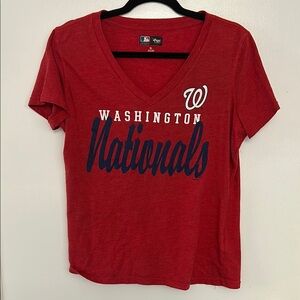 Red Washington Nationals V-Neck T-Shirt